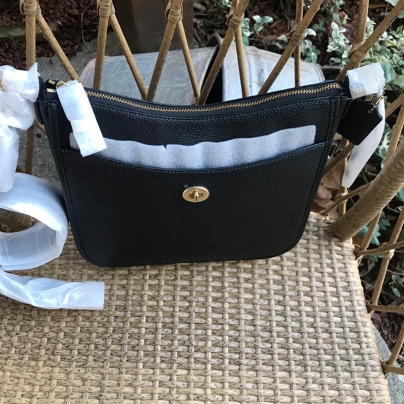 Coach Pebble Leather Chaise Crossbody Handbag- Black - Picture 5 of 6